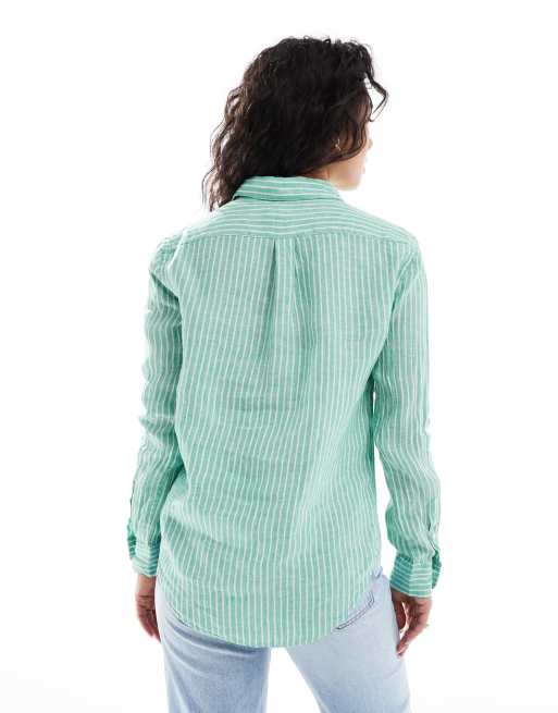 Polo Ralph Lauren – Hemdbluse aus Leinen in verwaschenem Grün , 4 von 4