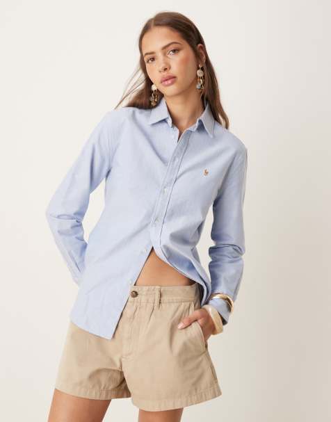 Polo Ralph Lauren – Hemdbluse in Blau mit Markenlogo - view 1
