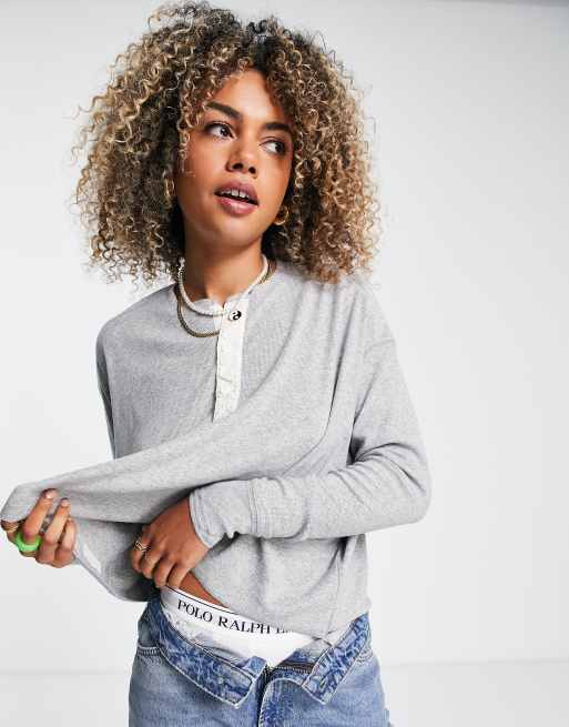 Polo Ralph Lauren henley long sleeve top in grey ASOS