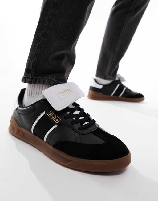 Polo Ralph Lauren - Heritage Aera - Baskets en cuir et daim avec semelle en caoutchouc - Noir