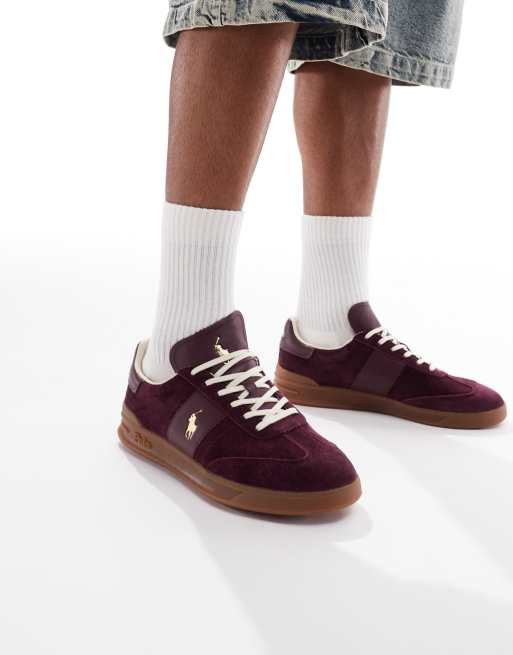 Polo Ralph Lauren - Heritage Aera - Baskets en daim avec semelle gomme - Bordeaux, 4 de 5