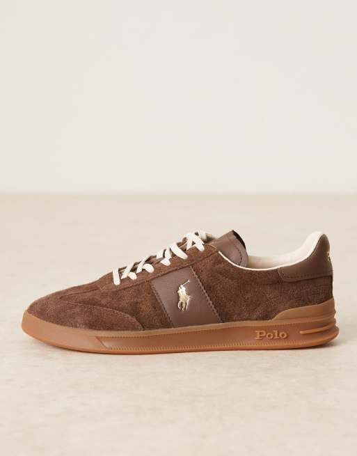Polo Ralph Lauren Heritage Aera gumsole suede trainers in brown ASOS