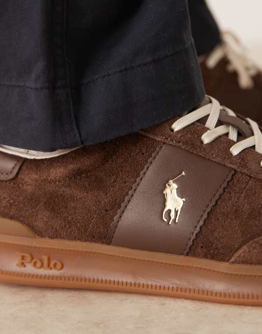Polo Ralph Lauren Heritage Aera gumsole suede trainers in brown, 4 of 5