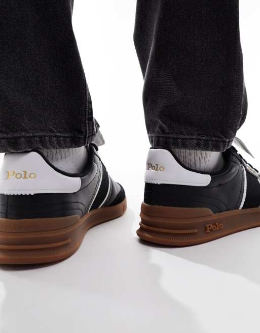 Polo Ralph Lauren Heritage Aera leather suede trainer in black