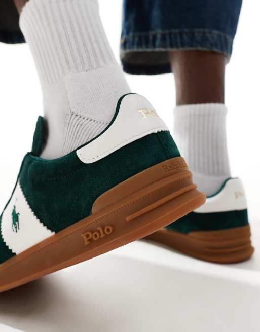Polo Ralph Lauren Heritage Aera sneakers with gumsole in green and white
