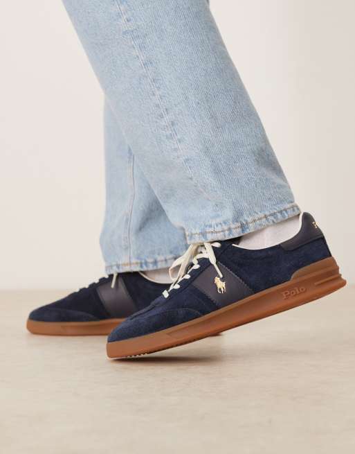 Polo Ralph Lauren - Heritage Aera - Suède sneakers met gomzool in marineblauw