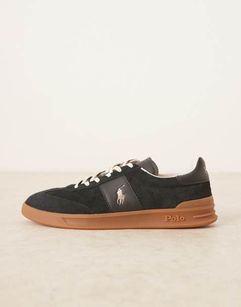 Polo Ralph Lauren Heritage Aera suede trainer in black - view 2