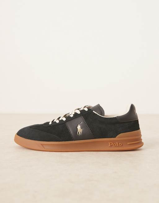 Polo Ralph Lauren Heritage Aera suede trainer in black, 2 of 5