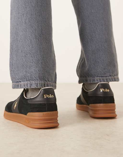 Polo Ralph Lauren Heritage Aera suede trainer in black, 3 of 5
