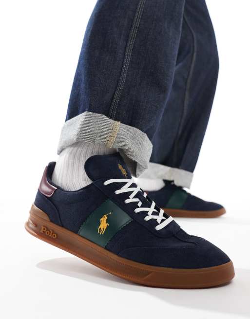 Polo Ralph Lauren Heritage Aera trainer with gumsole in navy and