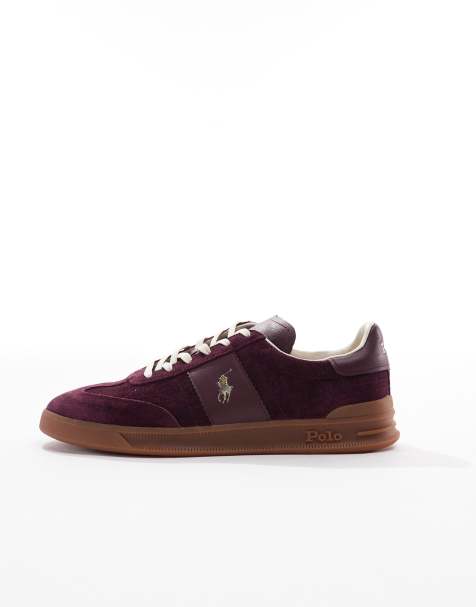 Polo Ralph Lauren – Heritage Aera – Vinröda sneakers i mocka med gummisula - view 1