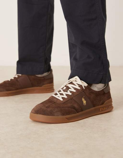 Polo Ralph Lauren – Heritage Aera – Wildleder-Sneaker in Braun mit Gummisohle