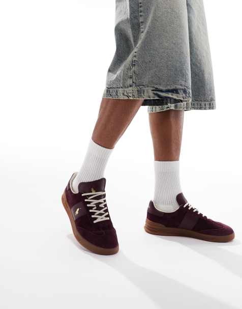 Polo Ralph Lauren – Heritage Aera – Wildleder-Sneaker in Burgunderrot mit Gummisohle - view 1