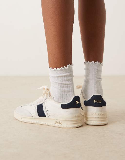 Polo Ralph Lauren heritage area trainer in white and navy, 4 of 5