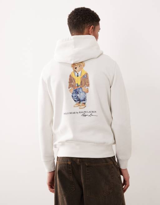 Polo Ralph Lauren heritage bear back print hoodie in white
