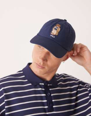 Polo Ralph Lauren heritage bear logo twill baseball cap in navy - view 1