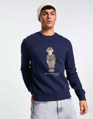 Polo Ralph Lauren heritage bear print fleece sweatshirt in navy ASOS