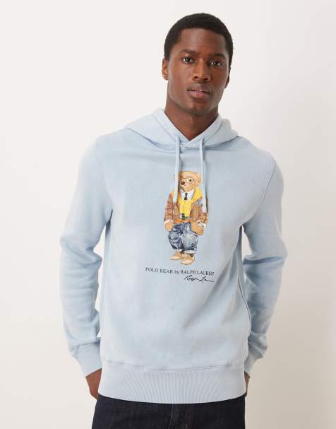 Polo Ralph Lauren heritage bear print hoodie in light blue - view 1