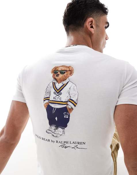 Polo Ralph Lauren heritage bear back print t-shirt custom fit in white