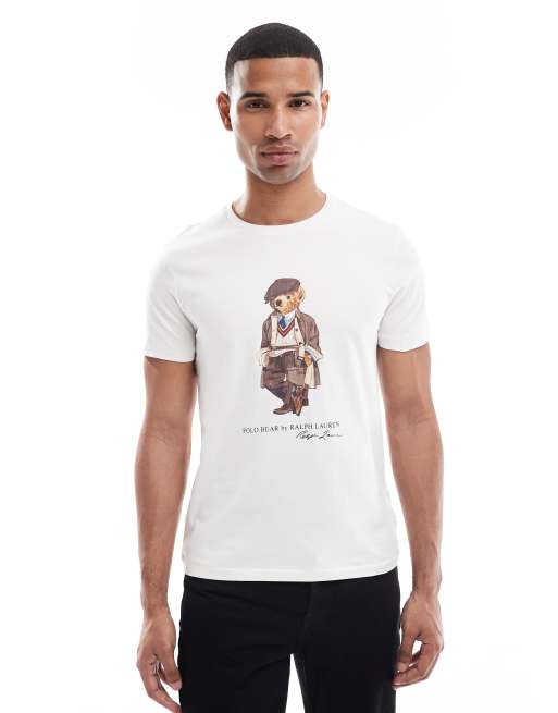 Polo Ralph Lauren heritage cap bear print t-shirt in white
