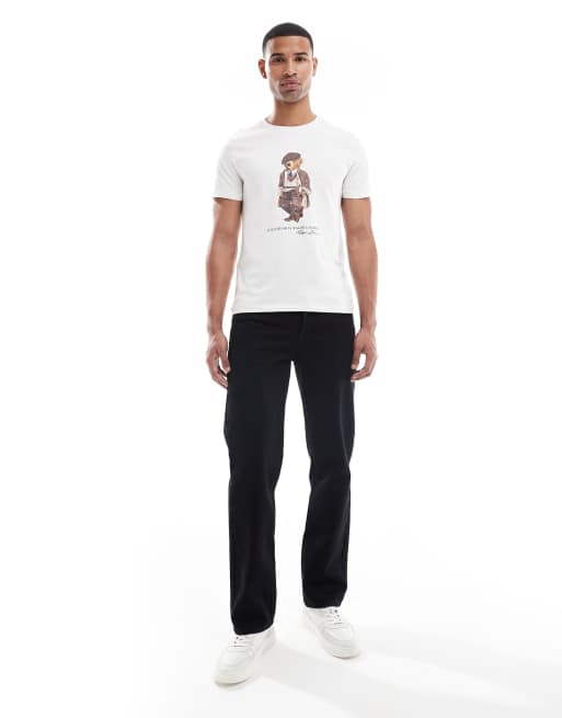 Polo Ralph Lauren heritage cap bear print t-shirt in white