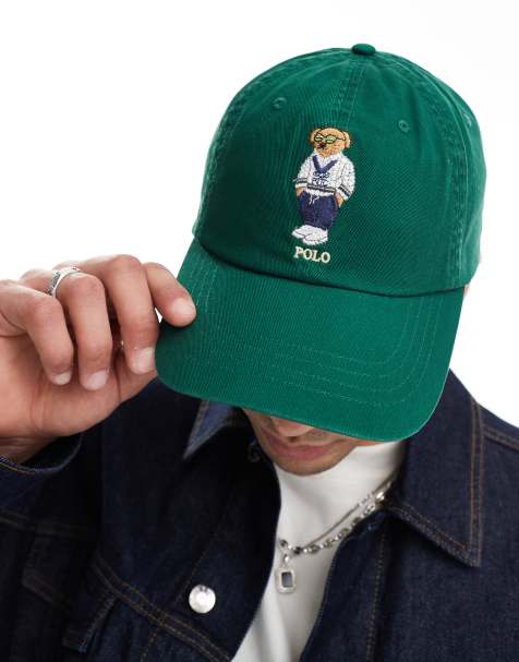 Polo Ralph Lauren – Heritage – Ciemnozielona baseballowa czapka z daszkiem z diagonalu z logo z misiem - view 1