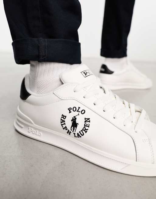 Polo Ralph Lauren heritage court in white with black circle logo | ASOS