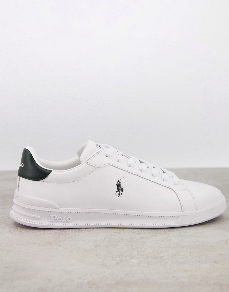 Polo Ralph Lauren heritage court leather trainer in white with black logo