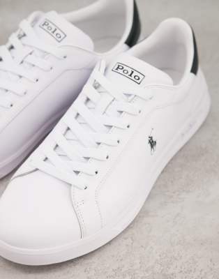 polo ralph lauren heritage court ii logo leather trainers