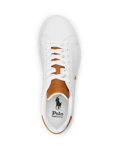 Polo Ralph Lauren – Heritage Court – Leder-Sneaker in Weiß mit hellbraunem Polospieler-Logo - view 1