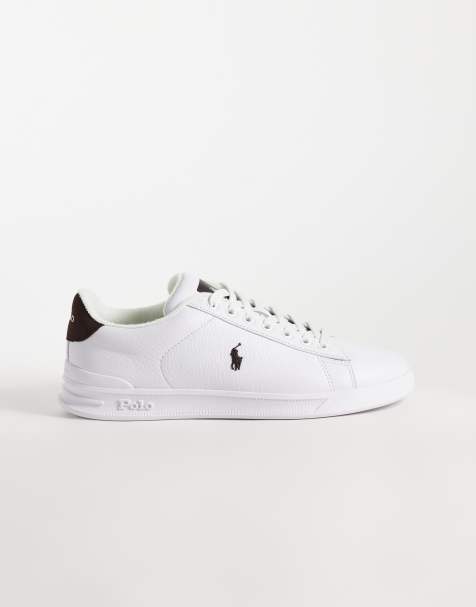 Polo Ralph Lauren Heritage Court sneakers bianche con linguetta posteriore marrone - view 1