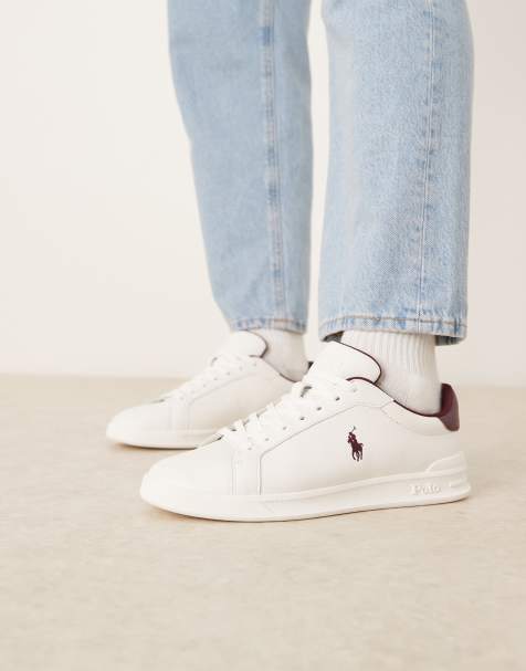Polo Ralph Lauren Heritage Court sneakers in white and burgundy - view 1