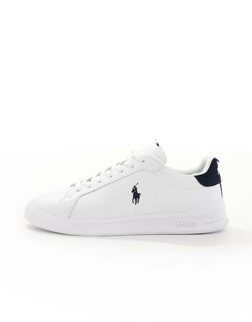 Polo Ralph Lauren heritage court sneakers in white with stripe detail and pony logo