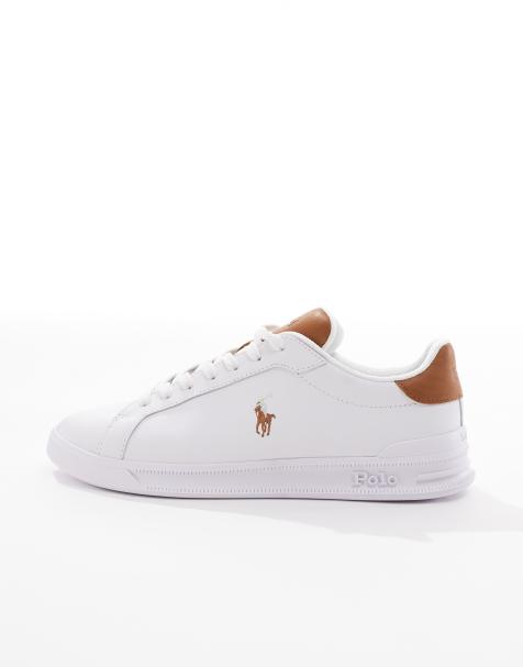 Polo Ralph Lauren - Heritage Court - Sorte sneakers med hvid, gyldenbrunt ponylogo i læder - view 1