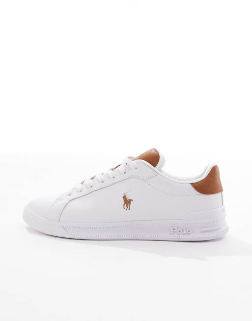 Polo Ralph Lauren - Heritage Court - Sorte sneakers med hvid, gyldenbrunt ponylogo i læder