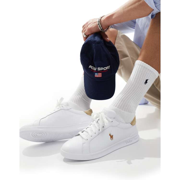 Polo Ralph Lauren – Heritage Court – Vita sneakers med ljusbrun