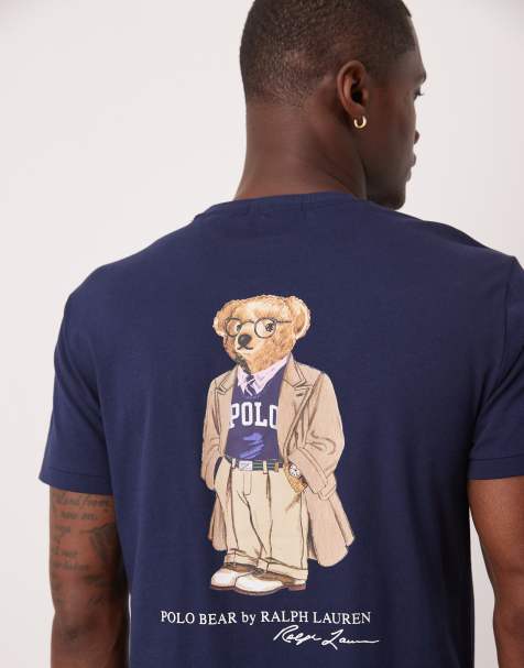 Polo Ralph Lauren – Heritage – Granatowy T-shirt z motywem misia na plecach - view 1