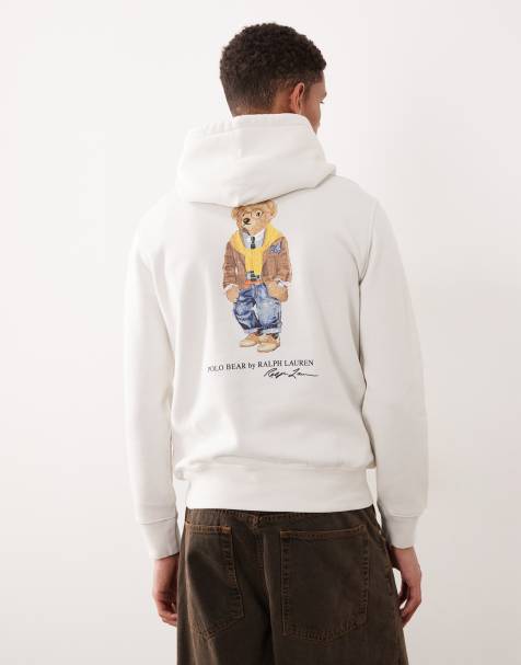 Polo Ralph Lauren – Heritage – Kapuzenpullover in Weiß mit Polo Bear-Print am Rücken - view 1