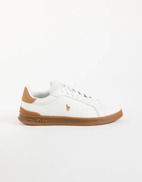 Polo Ralph Lauren Heritage sneakers da tennis bianche e color cuoio - view 1