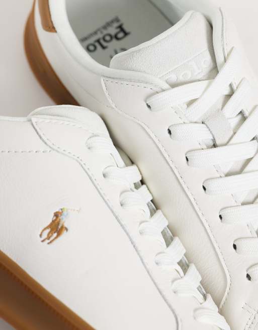 Polo Ralph Lauren Heritage sneakers de tennis blanches et camel, 5 de 5