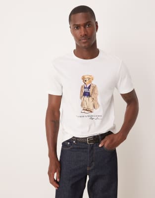 Polo Ralph Lauren - Heritage - T-shirt à imprimé ourson - Blanc