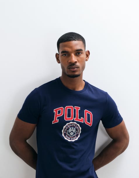 Polo Ralph Lauren heritage varsity-print slim fit T-shirt i navy - view 1
