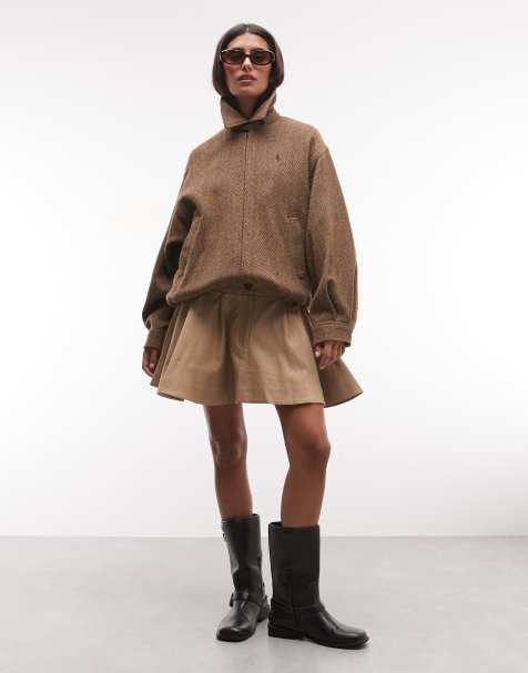 Polo Ralph Lauren herringbone wool harrington jacket in tan - view 1