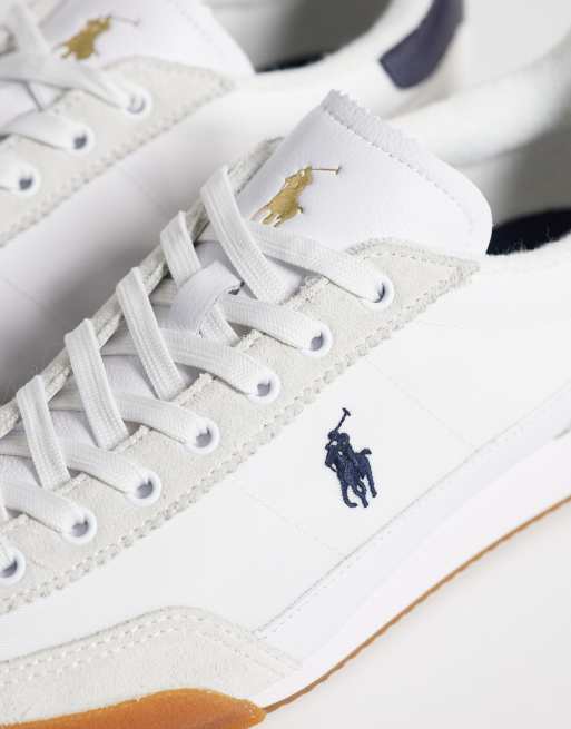 Polo Ralph Lauren - Hester - Baskets en daim et toile - Blanc et bleu marine, 3 de 5