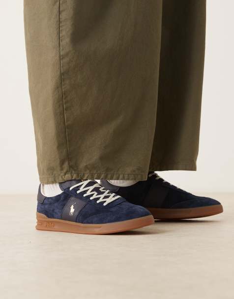 Polo Ralph Lauren - Hester - Hvide og marineblå sneakers i ruskind og kanvas - view 1