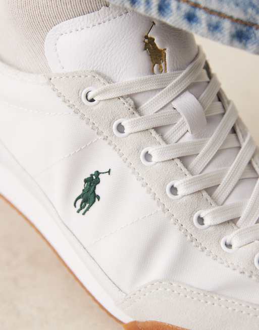 Polo Ralph Lauren - Hester - Sneakers in camoscio e tela bianche e verdi, 4 di 5