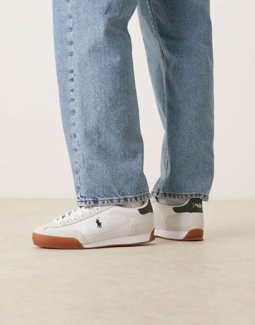 Polo Ralph Lauren - Hester - Sneakers in camoscio e tela bianche e verdi, 5 di 5
