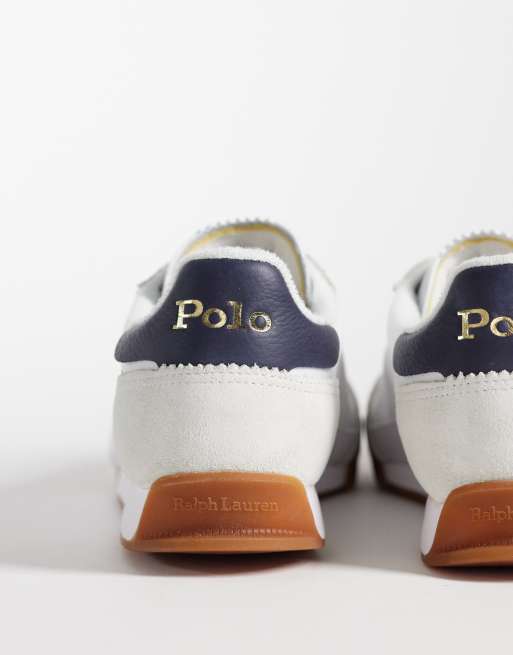 Polo Ralph Lauren - Hester - Sneakers in camoscio e tela bianco e blu navy, 4 di 5