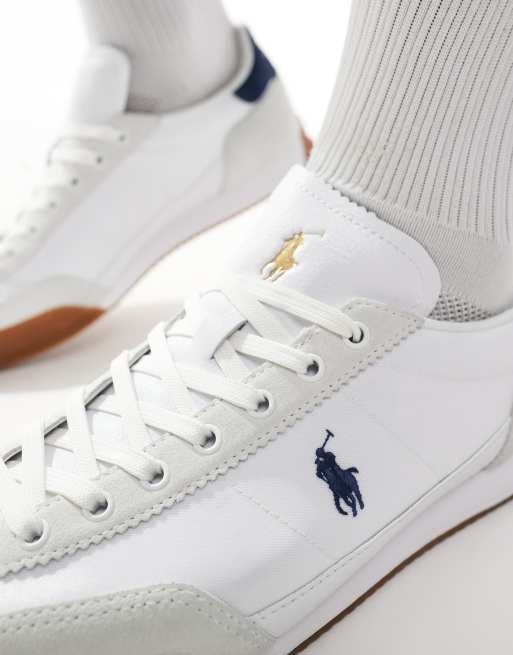 Polo Ralph Lauren Hester sneakers in white with navy back tab and logo, 4 of 5