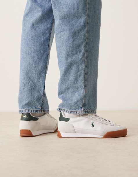 Polo Ralph Lauren - Hester - Sneakers van suède en canvas in wit en groen - view 1